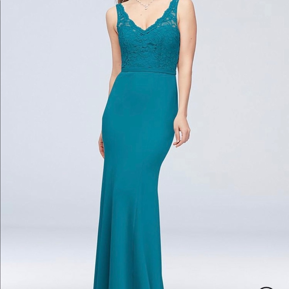 Oasis Lace and Stretch Crepe V-Neck Dress